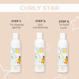Curly Star Liquid Gel | Pretty Curly Girl | Curly girl method approved | Vegan curly hair products | Krullen | Krullend haar | Krullen gel voor kinderen | Kindvriendelijke styling gel voor zachte en gedefinieerde krullen | Curly hair gel for kids | Curly girl approved
