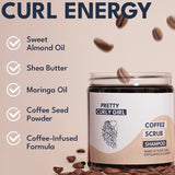 Coffee Scrub Mask 250ml | Pretty Curly Girl | Curly girl method approved | Vegan curly hair products | Krullen | Krullend haar | Hoofdhuid scrub en haarmasker voor krullen | Exfoliating scalp scrub curly hair | Natural curly hair care | Curly girl approved