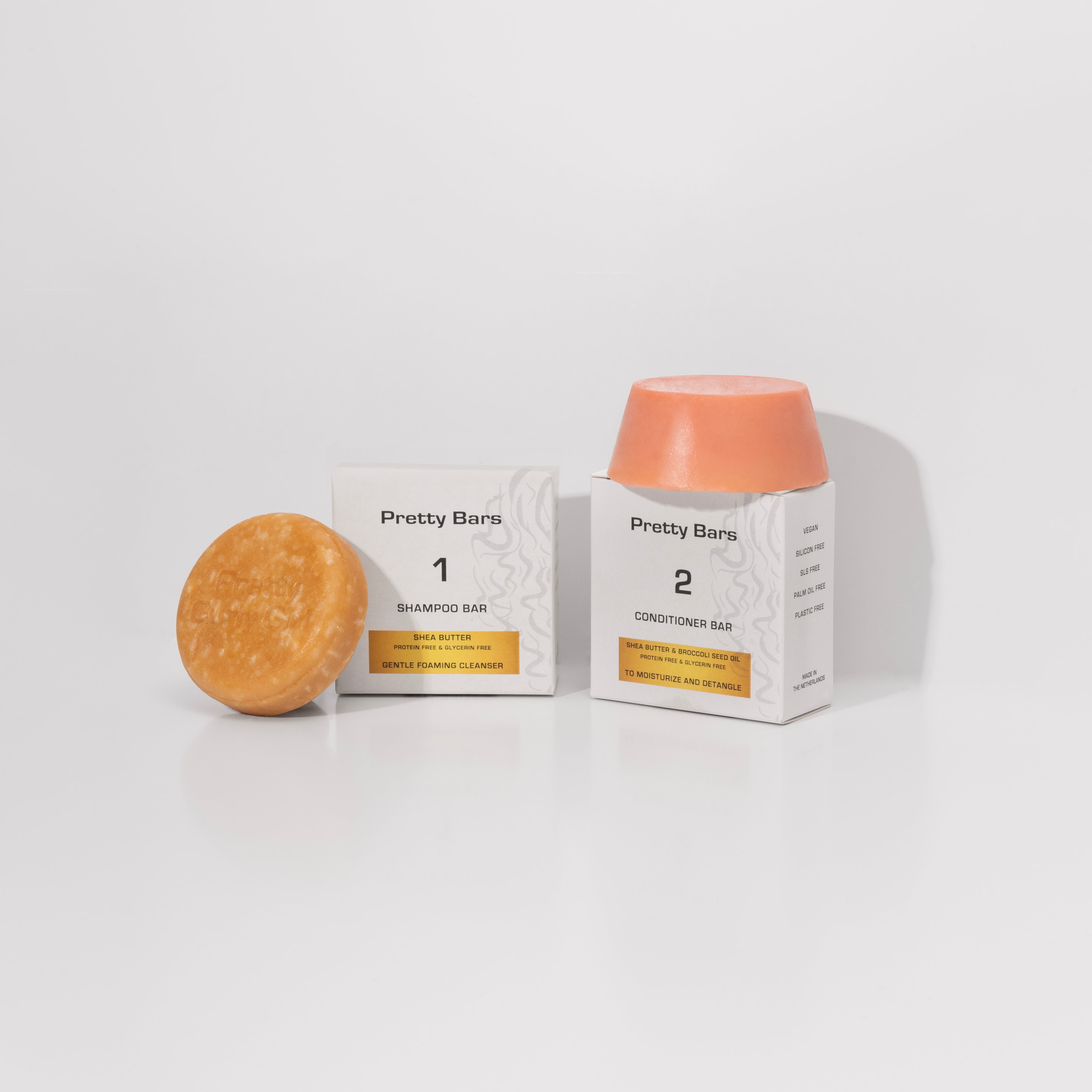 Pretty Bars Bundle Set Shampoo Bar + Conditioner Bar | Pretty Curly Girl | Curly girl method approved | Vegan curly hair products | Krullen | Krullend haar | Duurzame shampoo en conditioner bars voor krullen | Solid hair care bars for hydrated and defined curls | Curly girl approved