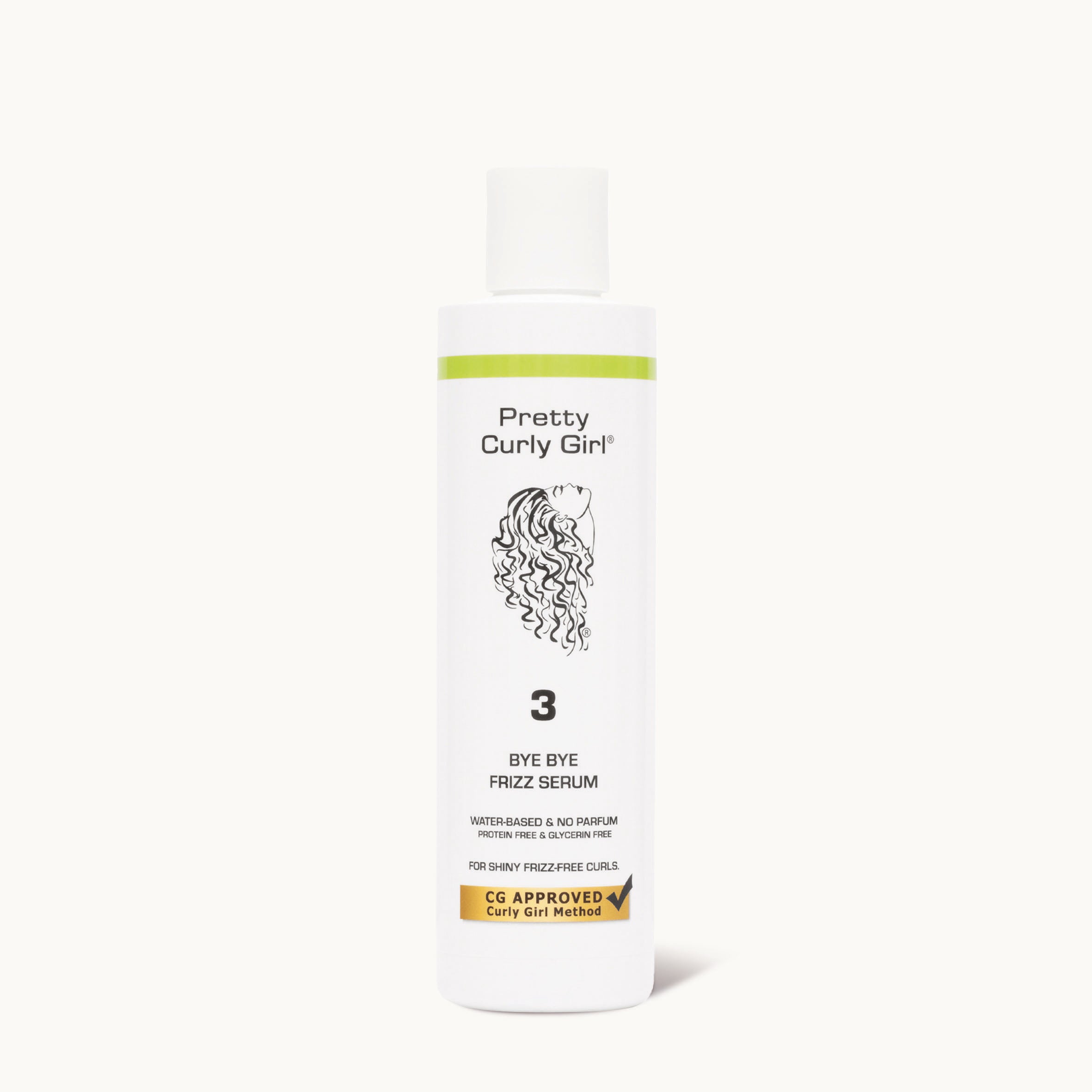 Bye Bye Frizz Serum | Pretty Curly Girl | Curly girl method approved | Vegan curly hair products | Krullen | Krullend haar | Anti-frizz serum voor krullen | Hydrating hair serum for smooth and shiny curls | Curly girl approved
