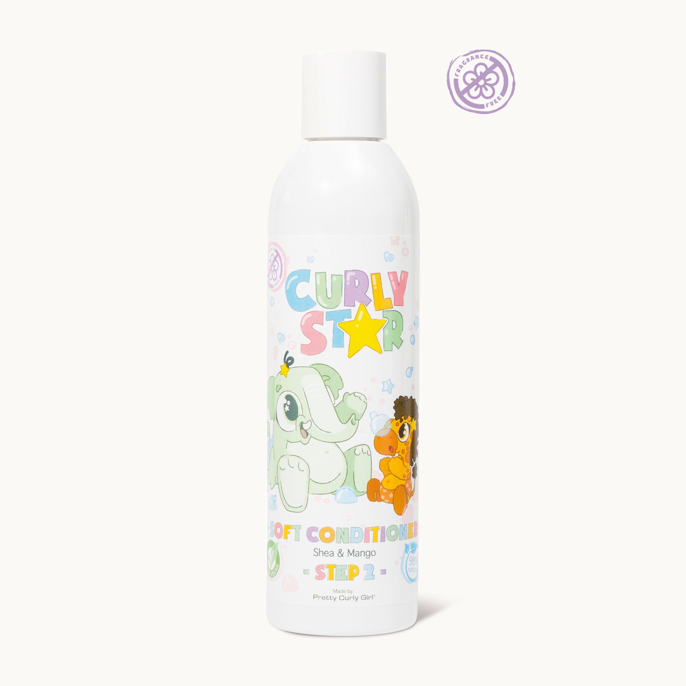 Curly Star 2in1 Soft Conditioner Fragrance Free | Pretty Curly Girl | Curly girl method approved | Vegan curly hair products | Krullen | Krullend haar | Parfumvrije 2in1 conditioner voor kinderen met krullen | Fragrance free conditioner for kids curls and sensitive scalp | Curly girl approved