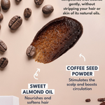 Coffee Scrub Mask 250ml | Pretty Curly Girl | Curly girl method approved | Vegan curly hair products | Krullen | Krullend haar | Hoofdhuid scrub en haarmasker voor krullen | Exfoliating scalp scrub curly hair | Natural curly hair care | Curly girl approved